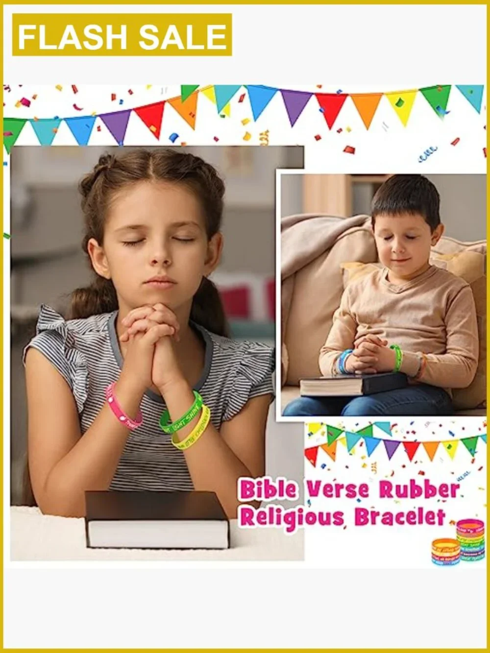 60 Religious Scripture Bracelets for Kids Christian Wristbands School Classroom